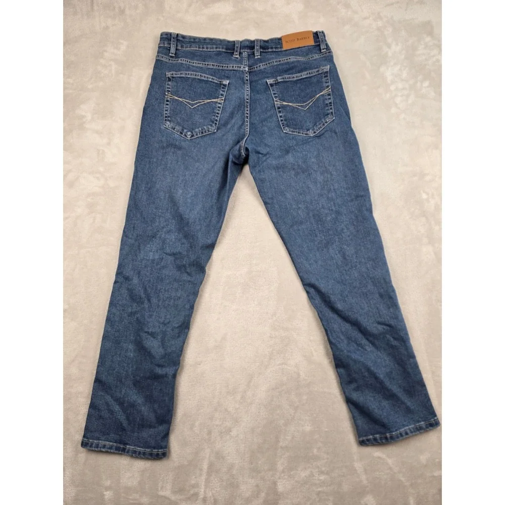 Scott Barber 5 Pocket Jeans Mens 34x30‎ Blue Straight Fit Stretch Denim *Read